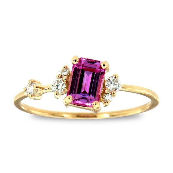 Emerald Pink Sapphire & Diamond Vintage Ring